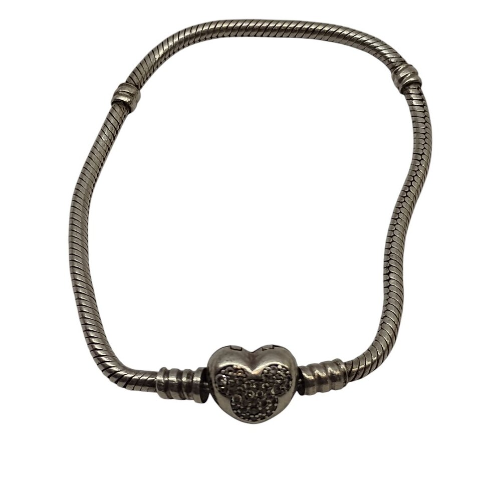 Disney Parks Pandora Moments Mickey Mouse Heart Clasp Bracelet 925 Silver .925